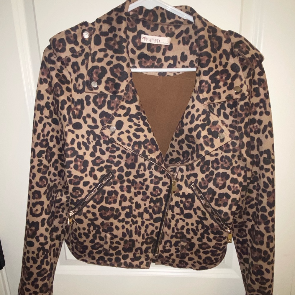Cheetah print biker jacket